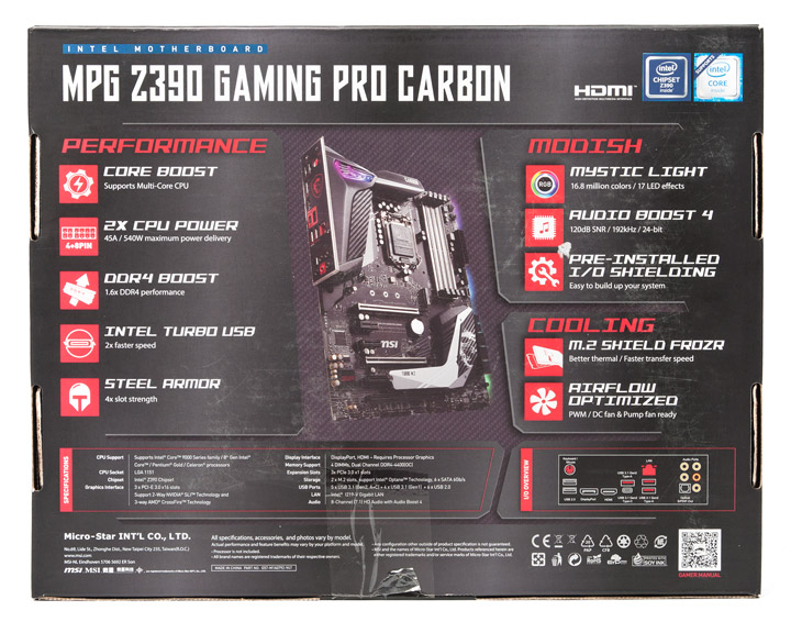 MSI MPG Z390 Gaming Pro Carbon