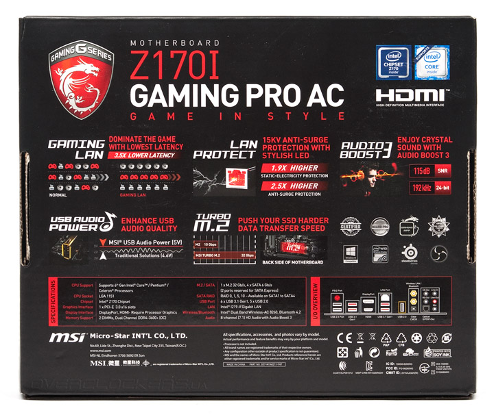 MSI Z170I Gaming Pro AC