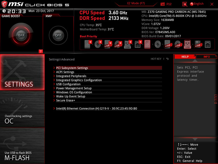 MSI Z370 Gaming Pro Carbon AC