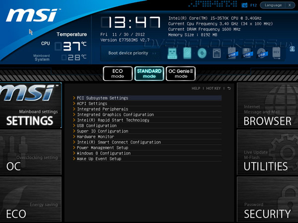 UEFI Setup MSI Z77A-G43