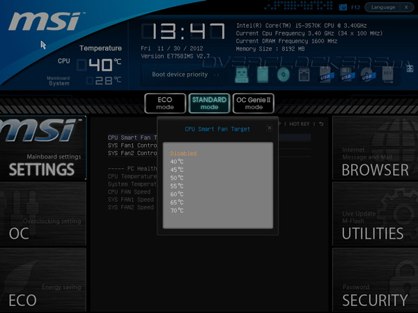 UEFI Setup MSI Z77A-G43