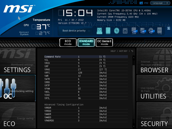 UEFI Setup MSI Z77A-G43