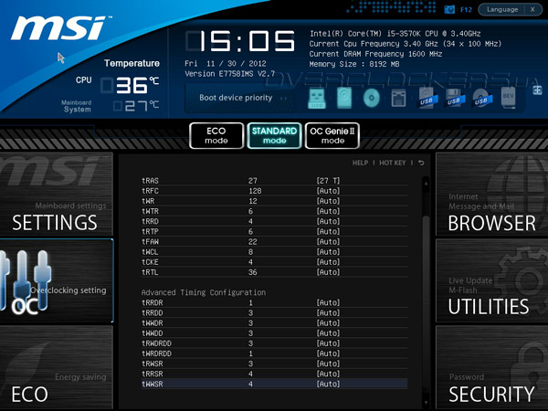 UEFI Setup MSI Z77A-G43