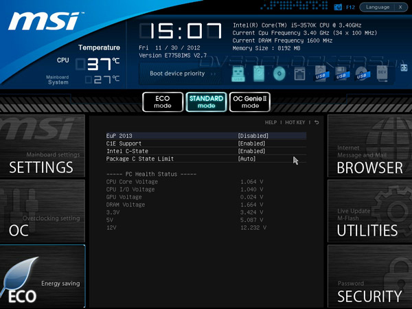 UEFI Setup MSI Z77A-G43