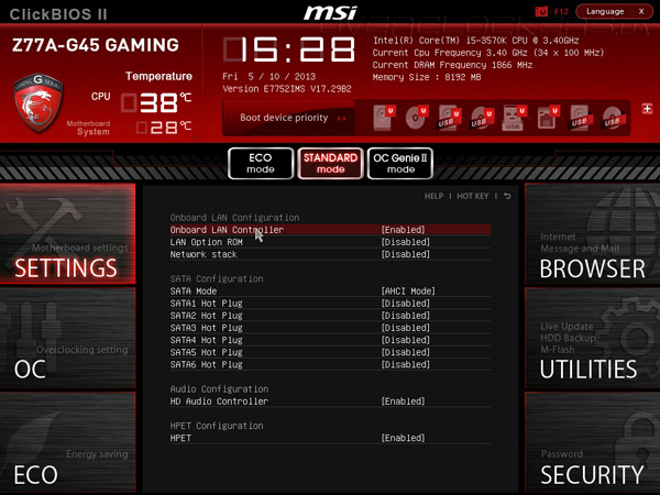 UEFI Setup MSI Z77A-G45 Gaming