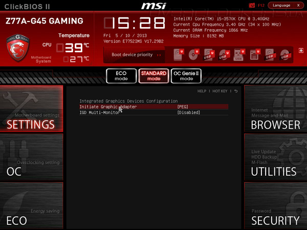 UEFI Setup MSI Z77A-G45 Gaming