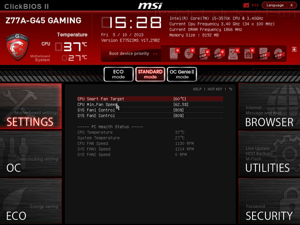 UEFI Setup MSI Z77A-G45 Gaming