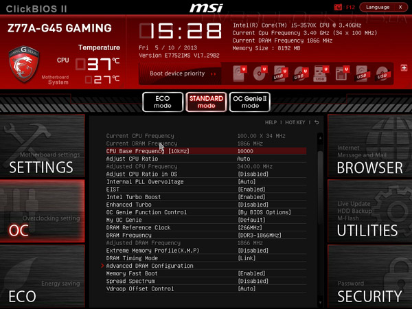 UEFI Setup MSI Z77A-G45 Gaming