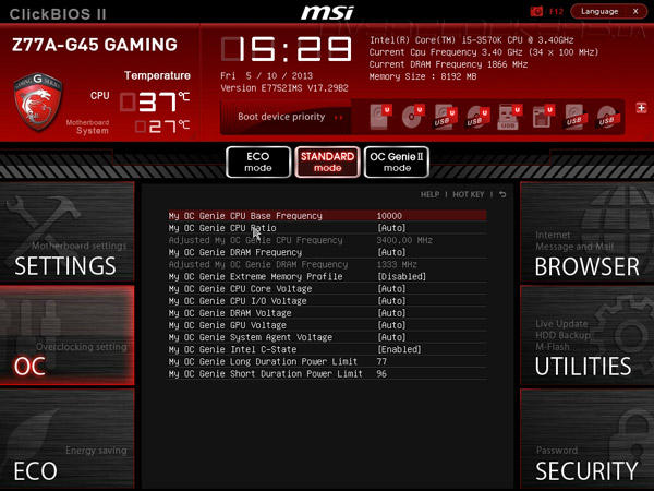 UEFI Setup MSI Z77A-G45 Gaming