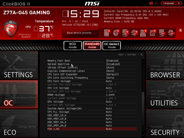 UEFI Setup MSI Z77A-G45 Gaming