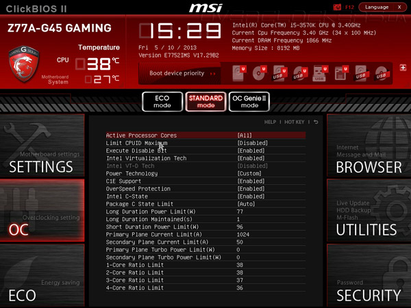 UEFI Setup MSI Z77A-G45 Gaming