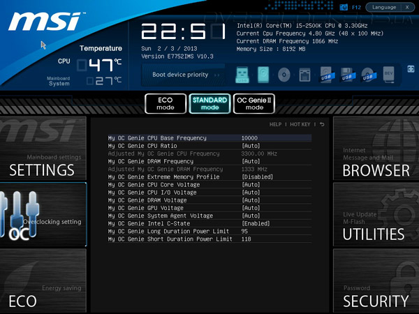 UEFI Setup MSI Z77A-G45 Thunderbolt