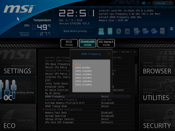 UEFI Setup MSI Z77A-G45 Thunderbolt