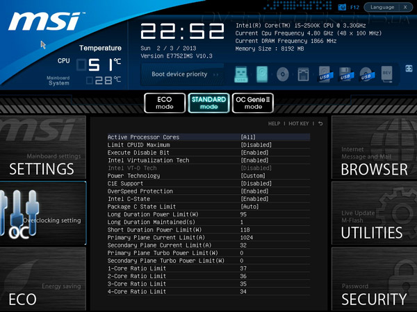 UEFI Setup MSI Z77A-G45 Thunderbolt