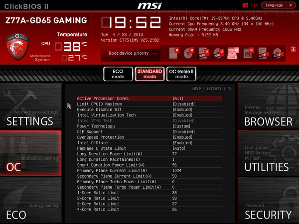 UEFI Setup MSI Z77A-GD65 Gaming