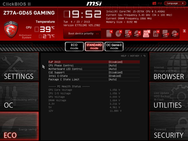 UEFI Setup MSI Z77A-GD65 Gaming