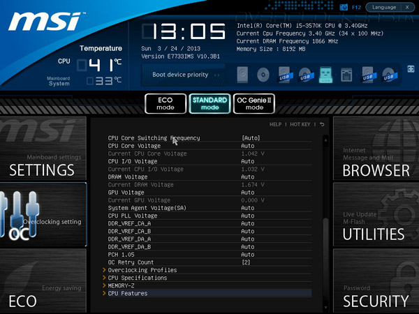 UEFI Setup MSI Z77IA-E53