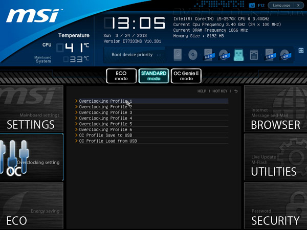 UEFI Setup MSI Z77IA-E53