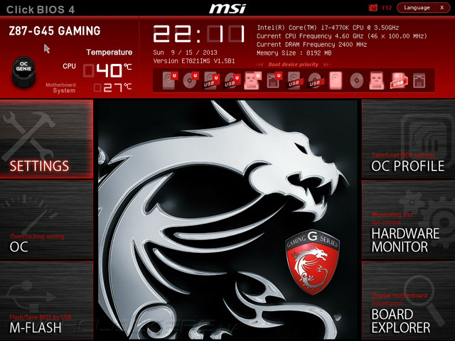 UEFI Setup MSI Z87-G45 Gaming