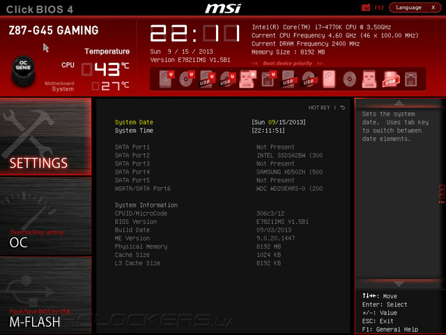 UEFI Setup MSI Z87-G45 Gaming