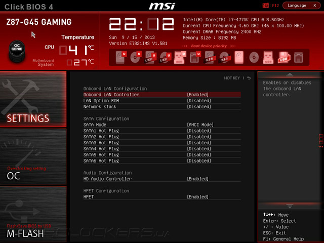 UEFI Setup MSI Z87-G45 Gaming