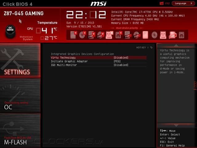 UEFI Setup MSI Z87-G45 Gaming