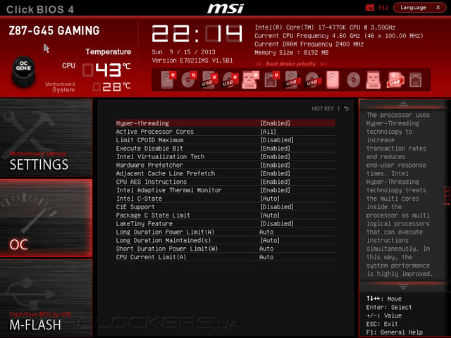 UEFI Setup MSI Z87-G45 Gaming