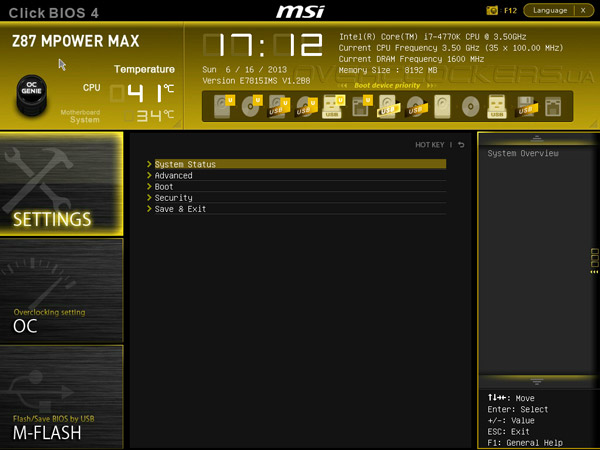 UEFI Setup MSI Z87 MPOWER MAX