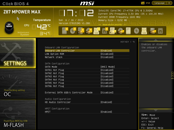 UEFI Setup MSI Z87 MPOWER MAX