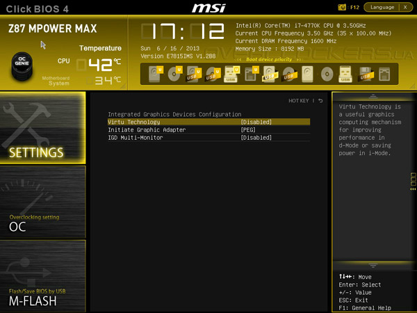 UEFI Setup MSI Z87 MPOWER MAX