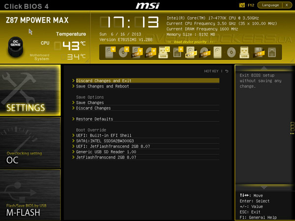 UEFI Setup MSI Z87 MPOWER MAX