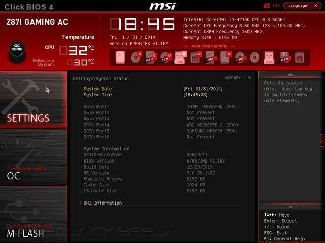 UEFI Setup MSI Z87I Gaming AC