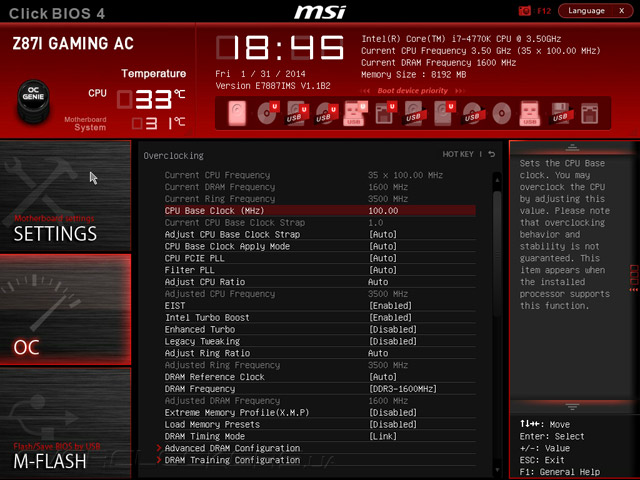 UEFI Setup MSI Z87I Gaming AC