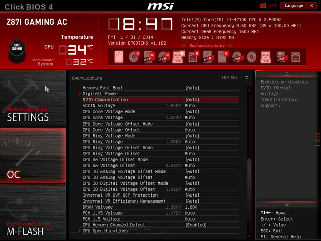 UEFI Setup MSI Z87I Gaming AC