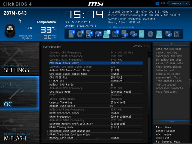 Разгон MSI Z87M-G43