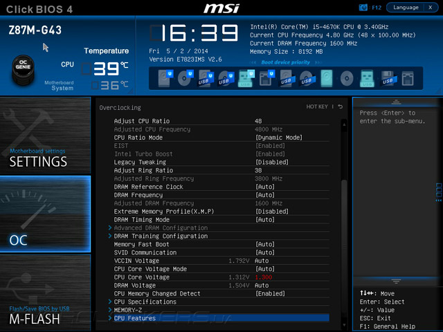 Разгон MSI Z87M-G43