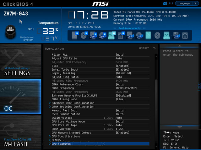 Разгон MSI Z87M-G43