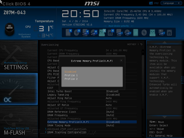 UEFI Setup MSI Z87M-G43