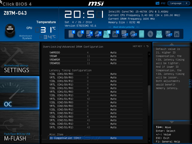 UEFI Setup MSI Z87M-G43