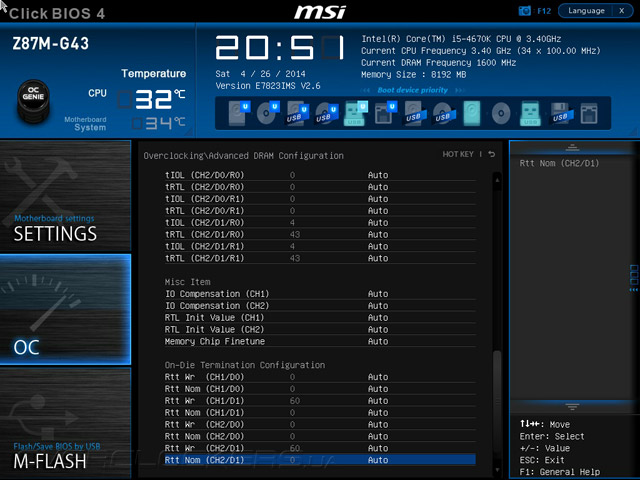 UEFI Setup MSI Z87M-G43