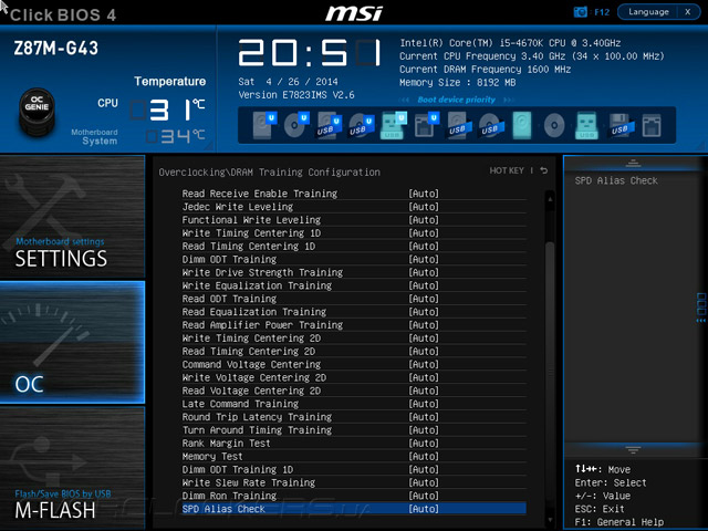 UEFI Setup MSI Z87M-G43