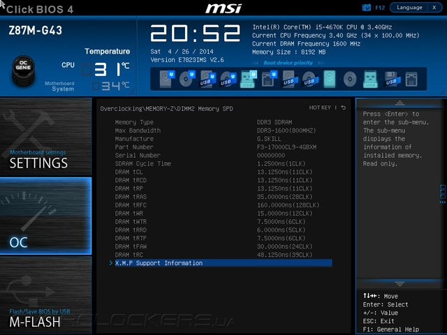 UEFI Setup MSI Z87M-G43