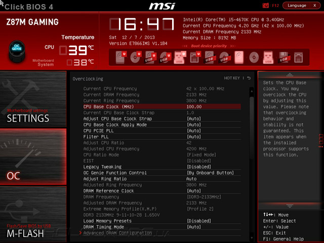 Разгон MSI Z87M Gaming