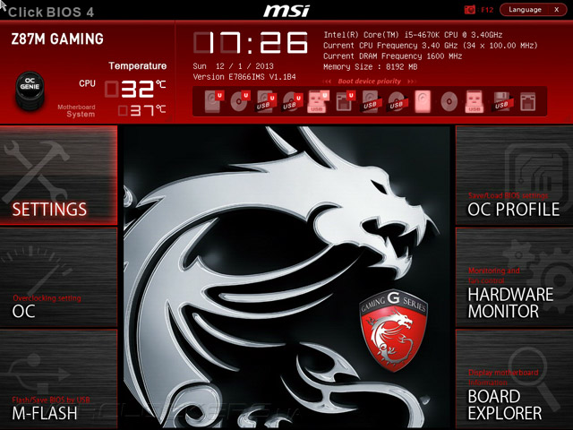 UEFI Setup MSI Z87M Gaming