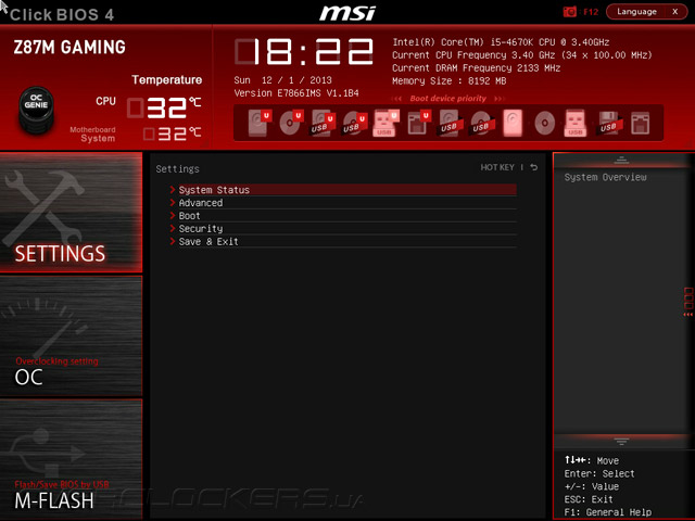 UEFI Setup MSI Z87M Gaming