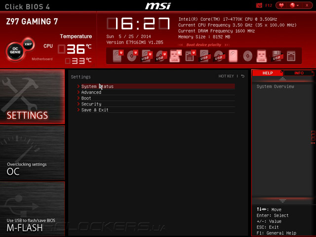 UEFI Setup MSI Z97 Gaming 7