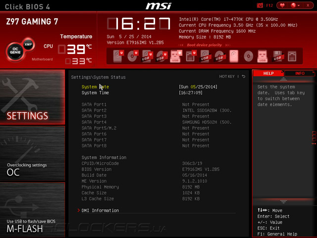 UEFI Setup MSI Z97 Gaming 7