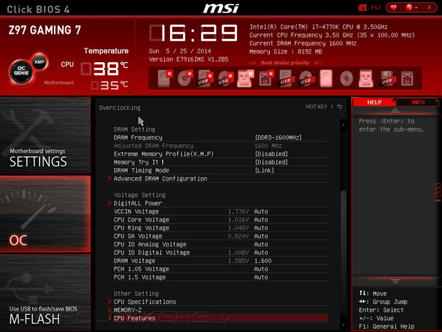 UEFI Setup MSI Z97 Gaming 7