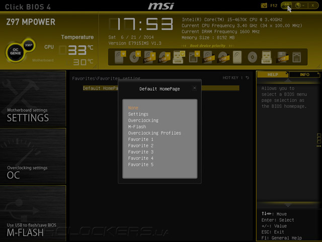 UEFI Setup MSI Z97 MPOWER