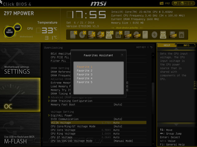 UEFI Setup MSI Z97 MPOWER